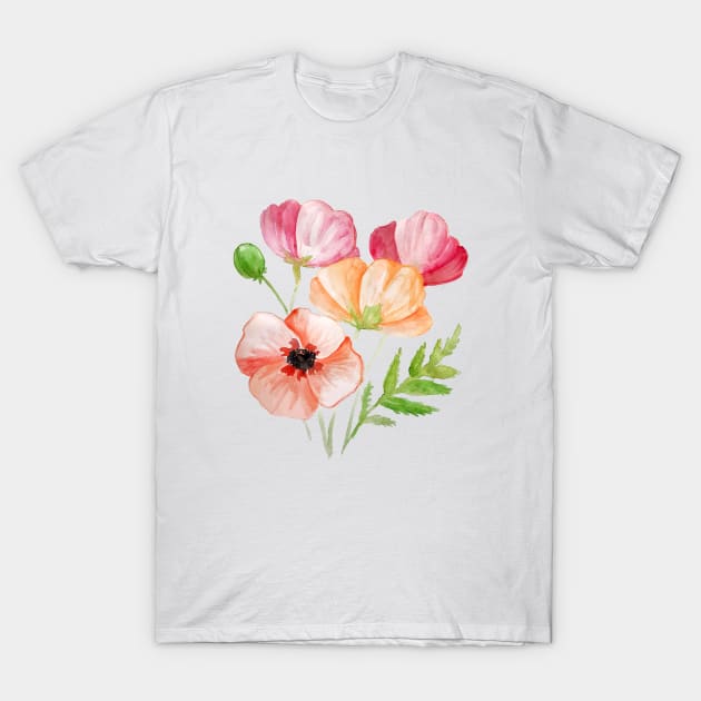 Poppies watercolour T-Shirt by EmilyBickell